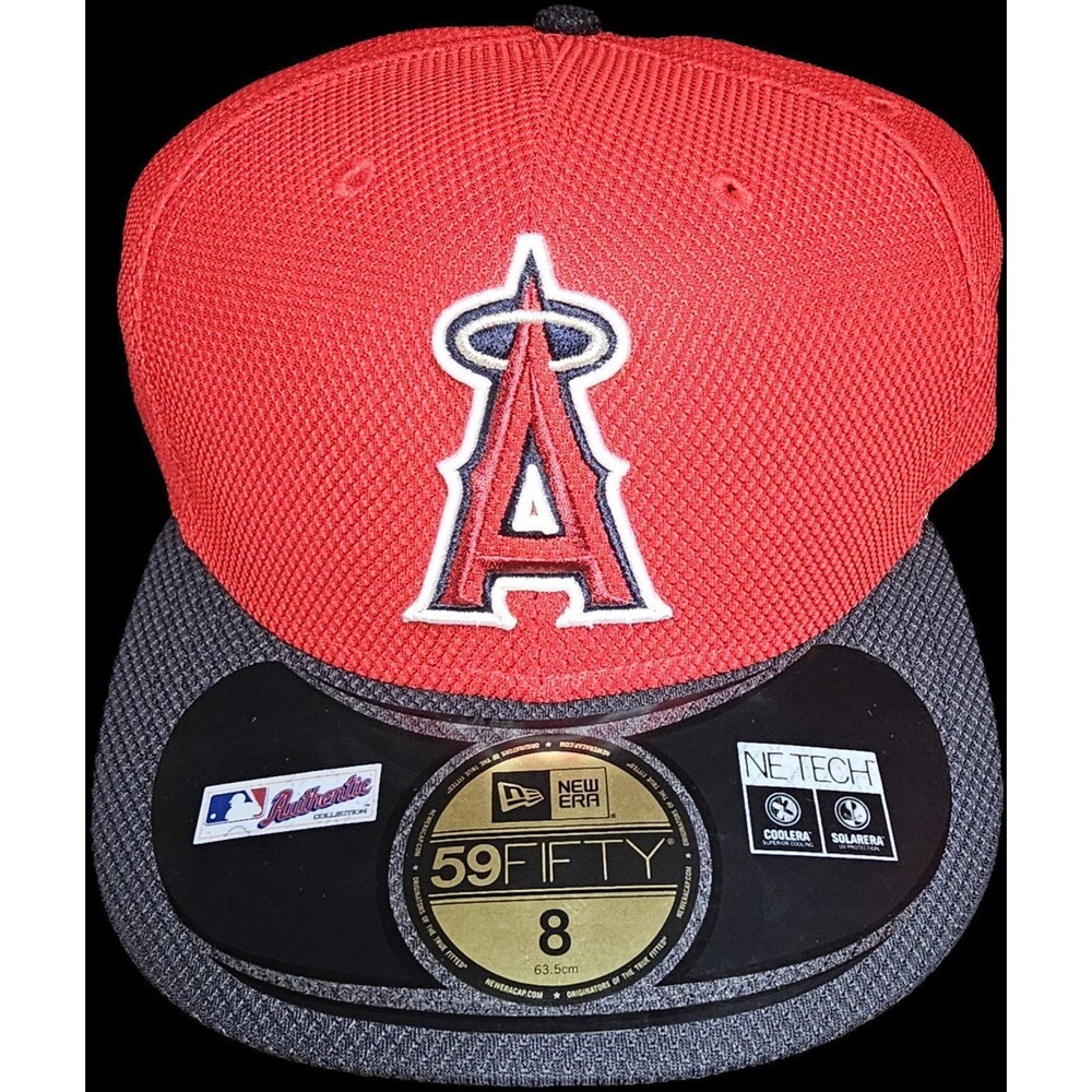 Los Angeles Angels MLB New Era 59Fifty Fitted Hat Size 8 Red-Black NEW w/Tag